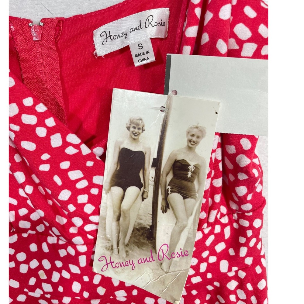 Honey‎ and Rosie Swim Halter Dress Women Small Red White New Tiered Polka Dot - Picture 2 of 7
